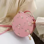 New Sweet E Round Handbags Hi Quity Pu Leather Women Crossbody Bags Fe Sml Flower Chain Oulder Bag
