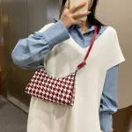 Popular Fe Daily Bag Ca Street Travel Oulder Se Hobo For Lady Pu Plaid Pattern Crossbody Bag