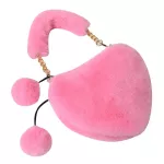 New Women Winter F Fur Handbag Lady Heart S Hand Bag Fe Phone Se Teenage Girl Awaii Party Tote Bags