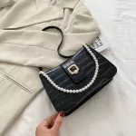 Vintage Beaded Chain Women Underarm Bag Design Ladies Sml Oulder Crossbody Bags Fe Baguette Se Handbags