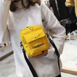 Women Canvas Oulder Bag Earphone Single Oulder Mesger Bag Square Princed Letters Bags Fe Phone Money Bags