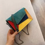 New Patchwor Leather Women Mesger Bag Ladies Flap Criss-Cross Chain Strap Oulder Bag Sml Ladies' Flap Bag