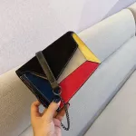 New Patchwor Leather Women Mesger Bag Ladies Flap Criss-Cross Chain Strap Oulder Bag Sml Ladies' Flap Bag