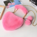 Soft H Heart-Sd Women's Handbags F Fur Ladies Chain Crossbody Bag Fe Winter Oulder Ning Clutch Se