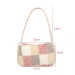 Winter New Plaid Oulder Bag Fe Handbags Soft Warm Won Baguette Bag Hi Quity Ladies Tote Sml Bags