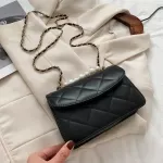 Retro Solid Pearl Chain Oulder Bags Women Fe Latetice Pu Leather Crossbody Bags CA Ladies Handbags Sac Main