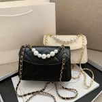 Retro Solid Pearl Chain Oulder Bags Women Fe Lattice Pu Leather Crossbody Bags Ca Ladies Handbags Sac Main
