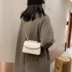 Retro Solid Pearl Chain Oulder Bags Women Fe Lattice Pu Leather Crossbody Bags Ca Ladies Handbags Sac Main