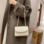 Retro Solid Pearl Chain Oulder Bags Women Fe Lattice Pu Leather Crossbody Bags Ca Ladies Handbags Sac Main