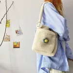 Flower Rabbit Pin Solid Handbags Women H Oulder Bags Ladies Cute Large Capacity Oulder Totes