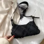 New Designer Women Sml Oulder Bags Solid Cr Canvas Underarm Bags Fe Tassel Bag Bolsa Finina Money Phone Bag