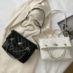 Elnt Lattice Pattern Oulder Mesger Bags For Women Pu Leather Multi Chain Tote Folding Big Capacity Muter Handbag