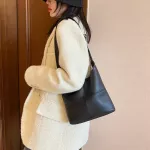 Vintage Solid Cr Lattice Pattern Large Capacity -Handle Handbag Pu Leather Ng Oulder Bags For Women