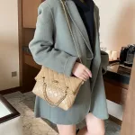 Elnt Lattice Pattern Oulder Mesger Bags For Women Pu Leather Multi Chain Tote Folding Big Capacity Muter Handbag