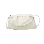 Women Cloud Bag Pearl Handle Tote Bags Fe Solid CR PU Leather Crossbody Elnt Ladies Pleated SML Oulder Bag Bolsas