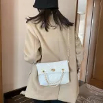 Elnt Lattice Pattern Oulder Mesger Bags For Women Pu Leather Multi Chain Tote Folding Big Capacity Muter Handbag