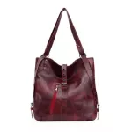 Vintage Fe Oulder -Handle Bags Pu Leather Women Totes Large Capacity Multi-Function Travel Lady Mesger Pouch