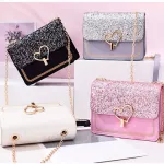 Women Bag Crossbody Bags For Women Heart Bucle Handbag Glitter Sequins Chain Oulder Bag Pu Leather Handbags