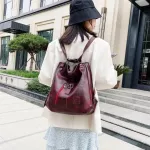 Vintage Fe Oulder -Handle Bags Pu Leather Women Totes Large Capacity Multi-Function Travel Lady Mesger Pouch