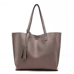 Brand New Women F Leather Tote Bag Elnt Tassel Handbag Waterproof Big Capacity Oulder Se For Fe Hi Quity