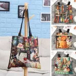 New Women Printed Ng Bag Cartoon Large En Cat L Painting Tote Waterproof Ca Handbag Ng Oulder Bag