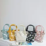 Mmer Dy 2/sets Transparent Jelly Oulder Bag Women Chain Bucet Beach Handbag Clutch Retro Tote Bag