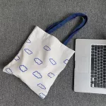 Women Canvas Oulder Bag Cloud Print Eco Reusable Ladies Ng Tote Bag Large Capacity Girls Student Portable Handbag
