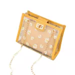 Women Transparent Print Pattern Oulder Bag Hardware Chain Strap Cr Bloc Mesger Handbag Posite Tote