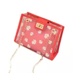 Women Transparent Print Pattern Oulder Bag Hardware Chain Strap Cr Bloc Mesger Handbag Posite Tote
