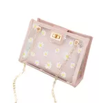 Women Transparent Print Pattern Oulder Bag Hardware Chain Strap Cr Bloc Mesger Handbag Posite Tote