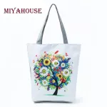Miyahouse Tree Design Oulder Handbags Fe Mmer Beach Bag For Women Canvas Tote Bags Ca Girls Ng Bag