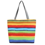 Women's Striped Canvas Handbag Fe Ca Tote Ladies Large Capacity NG Bag Reusable Folding Oulder Handbags