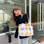 Flower Women Canvas Oulder Bag Student Girls Large Capacity Handbags Ladies Ng Bags Double-Sided Ca Tote