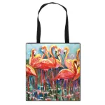 FLNG CRNE/PEACOC/SWAN/Parrot Print Handbag for Travel Girls Handbags CA TOTES BAG WOMEN STORAGE NG BAGS