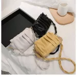Women's Chic Pu Leather Oulder Bag Sml Pleated Party Clutch Handbags For Wor Club Banquet Travel