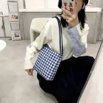 Portable Women Oulder Bag Youth Ladies Lattice Pattern Bucet Totes Large Capacity Ng Travel -Handle Bags New