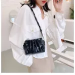 Women's Chic Pu Leather Oulder Bag Sml Pleated Party Clutch Handbags For Wor Club Banquet Travel