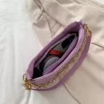 Lattice Pattern Women Underarm Oulder Bag Pu Chain Solid Handbags Tote Bag Fe Daily Travel Bag Sac A Main