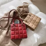 Lattice Pattern Oulder Bag For Women Solid Cr Mesger Handbag Ca Pu Leather Street -Handle Totes