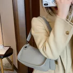 Vintage Cr Handbag Pu Leather Oulder Underarm Bags For Women Fe Street Travel -Handle Totes