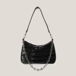 Solid Cr Oulder Underarm Bags for Women Pleated PU Leather Se Vintage Street Travel Chainy SE