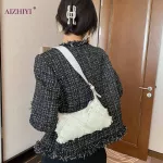 Canvas Oulder Underarm Tassel Bag Women Street Travel -Handle Clutches Daily Portable Canvas Solid Satchel