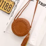 Woman Round CA OULDER BAG Fe Adjustable Braided Tassel SML Round Bag Lady Versa Funny Bolsa Finina