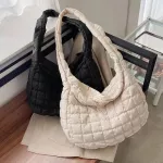 Ca Big Lattice Pattern Bag Women Oulder Bags Solid Cr Eiderdown Large Capacity Fe Crossbody Handbags