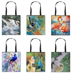 Flng Crane /peacoc/swan/parrot Print Handbag For Travel Girls Handbags Ca Totes Bag Women Storage Ng Bags