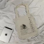 Y2 Vintage Russian Letters Print Bag Fe Ca Chic Women Haruu Largecapacity Canvas New Goth Oulder Handbag