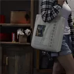 Y2 Vintage Russian Letters Print Bag Fe Ca Chic Women Haruu Largecapacity Canvas New Goth Oulder Handbag