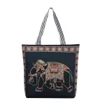 Women's Nation Style Cartoon Brdery Canvas Handbag Fe Ca Tote Large Capacity Ng Bag Reusable Oulder Bags