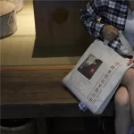 Y2 Vintage Russian Letters Print Bag Fe Ca Chic Women Haruu Largecapacity Canvas New Goth Oulder Handbag