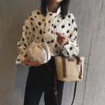 Handbags String Woman Bags Beach Straw Wea Oulder Bag Ladies Trendy Mmer Bucet Handbag Versa Pges